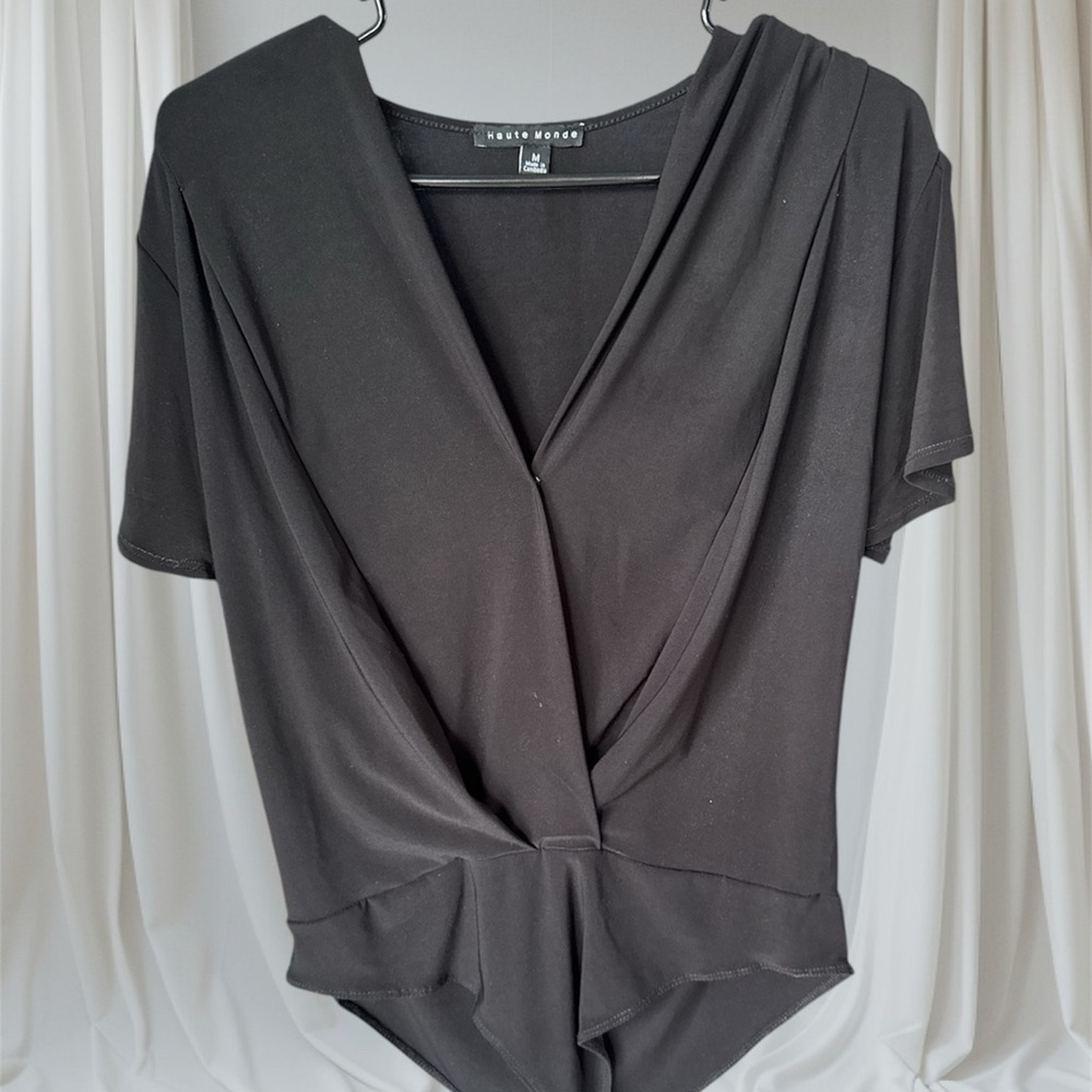Black Twist Front Bodysuit